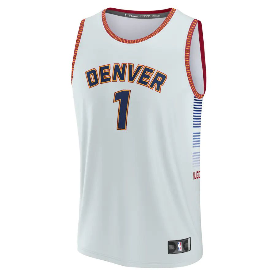 Men Denver Nuggets #1 Michael Porter Jr White Fanatics Branded Silver 2022-23 Fastbreak NBA Jersey